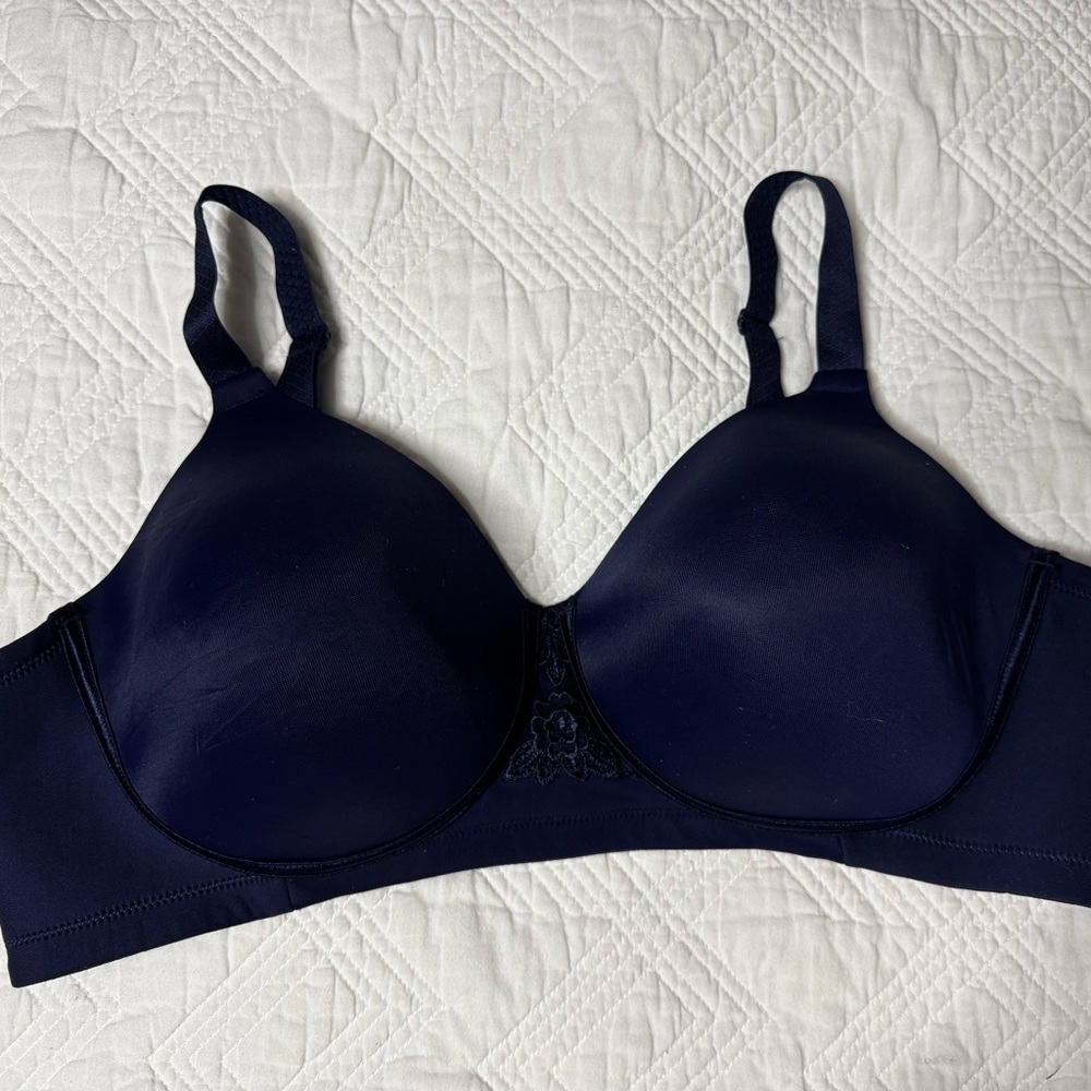 Vanity Fair Beauty Back Full Figure Wire Free Bra Navy EUC Size 42C